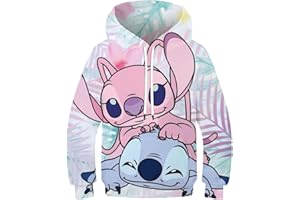 ZARUX Sudaderas con Capucha con Estampado 3D De Lilo & Stitch para Niños Y Niñas,Sudaderas con Capucha para Niños Y Niñas,Sudaderas con Capucha De Gran Tamaño para Otoño E Invierno
