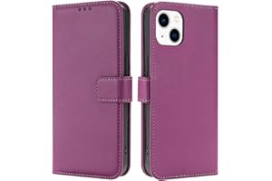 TQIAHF Coque pour iPhone 13 / iPhone 14 Coque Etui avec Porte Carte à Rabat Clapet Portefeuille en Cuir Pochette Flip Case Étui Cover Housse Protection Coque pour iPhone 13/iPhone 14,Violet Foncé