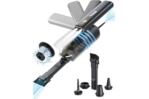 2-in-1 Compressed Air Duster with Vacuum, Salati Electric Air Duster Handheld Vacuum Cleaner, Rechargeable Battery, for PC, Laptop, Keyboard, Electronics, Alternative to Canned Air Duster, Black