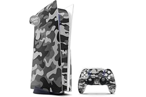 Skins4u Skin Design kompatibel mit Playstation 5 Disk Edition Vinyl Aufkleber Sticker Folie Gaming Case PS5 Cover Konsole Controller Urban Camo Old