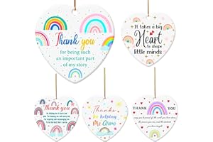 OUMAIFENG Acrylic Thank You Gifts for Teacher, Teacher Gifts for Women Teachers Appreciation Gifts from Student, Teacher Retirement Gift Thank You Teacher Gifts Pendant Heart-Shaped Acrylic Office Desk Decor
