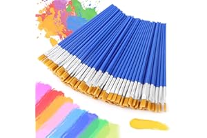 BREANIFULL 100 Pezzi Piatti Pennelli, Spazzola per Dipingere di Nylon Artist Brushes Paint Pennelli Piatti per Pittura Acrilico per Acquerelli e Olio