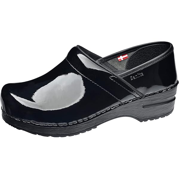 SAS Women's Clog Slip-Ons - Black Leather Slip-On Clogs, Size 8.5 Wide, Removable CoolStep Footbed