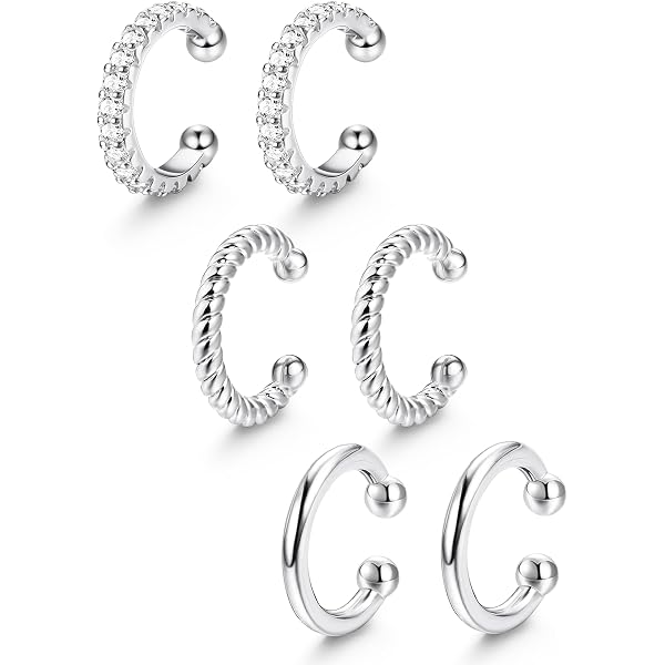 Orecchini Clip-On Argento 925 – Stella E Luna A Clip – Singolo Orecchino Cuff A1198 - Foto 3