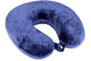 Schramm Rocco e.K. Nackenkissen praktischem Druckknopf 3 Farben Reisekissen Nackenhörnchen orthopädisches Nackenstützkissen Memory-Schaum Travel Neck Pillow, Farbe:dunkelblau