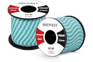 Brotree 2mm Paracord 3 Hebras 30M 100% Nylon Cuerda de Paracaídas para Al Aire Libre, Artesanía, Bricolaje - 90kg Carga de Rotura (Cielo)
