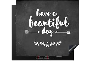 KitchenYeah© Copri Piano Induzione 60x52 cm Cucina Coprifornelli Copertura Protezione Cottura Tutto per la Cucina Citazione - Bianco - Stampa su cemento - Fiori