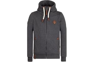 Naketano Męska bluza z kapturem czarna czapka z zamkiem błyskawicznym