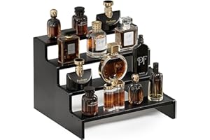 ProCase 4-poziomowy organizer koloński, drewniany stojak na perfumy, stojak na kosmetyki, organizer na zapachy, świece, kosmetyki, babeczki, do przechowywania babeczek – czarny