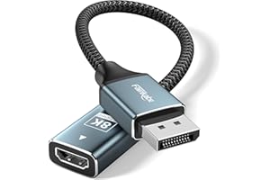 Aktiver Displayport 1.4 auf HDMI 2.1 Adapter, 8K 60Hz / 4K 120Hz Unidirektionaler DP auf HDMI Adapter (Stecker auf Buchse), DisplayPort auf hdmi für PC, Dell, HP, AMD, NVIDIA