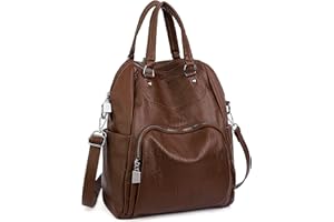 UTO Femme Sac à Dos Sac Porté Main en Multi-Façon Mode Vogue Similicuir PU Cuir Doux Brun