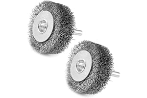 LSTOPGO 2 Stück 50mm Drahtbürstenrad für Bohrer, 0,3 mm grob gewellter Kohlenstoffstahldraht, 6,35mm Rundschaft, Hochleistungsdrahtbürste zur Entfernung von Rost, Korrosion und Farbe