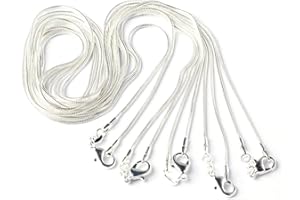 BODYA 5pc 20" Inch Silver Plated 1.2mm Snake Sparkle Chain Necklace