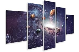 islandburner Tableau sur toile Planètes du système solaire dans l'espace Chambre des jeunes Chambre des enfants Cadre Affiche Poster Murale Tableaux