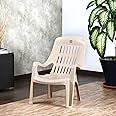 Cello Comfort Sit Chair (Beige) Plastic | Strong and Durable | Easy to Clean | Chair for Living Room, Bed Room, Kitchen, Office Room, Outdoor | 3 Years Warranty