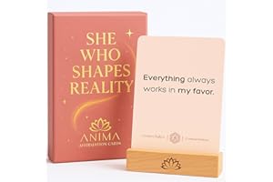 Anima Premium Affirmation Cards for Women - 40 Chakra-Aligned Cards for Manifestation, Healing & Growth with Guidebook & Wooden Stand - Empowering Gift of Self-Love, Confidence & Abundance