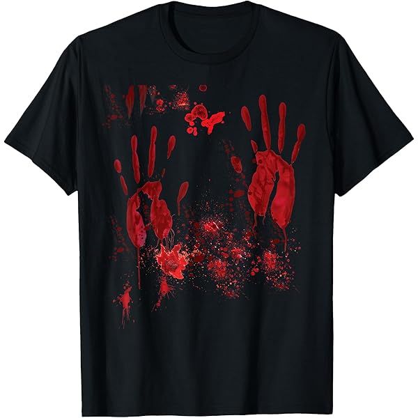 Herren Halloween T-Shirt Mit Blutspritzern - Grusel Zombie Kostüm Oberteil