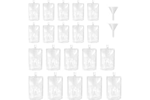 MEGAROOM 20Pcs Clear Drink Pouches (10P 250ml, 5P 380ml, 5P 500ml) with Caps and Funnel, Leak Proof Alcohol Juice Liquid Pouches Bags, Beverage Bags, Plastic Hip Flask for Festival, Parties, Picnic