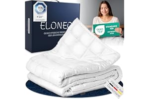 ‎ELONEO ELONEO NEU Gewichtsdecke 155x220 cm mit 7 kg, TÜV und Oeko-Tex Zertifiziert, Weighted Blanket aus 100% Baumwolle, Entspannungsdecke & Anti-Stress Therapiedecke, schwere Decke zum Schlafen
