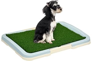 PawHut Toilettes d'intérieur pour Chien avec Gazon Artificiel, Panneau grillagé, Plateau, 63 x 48,5 cm