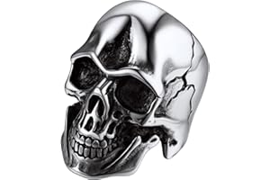 Bandmax Stainless Steel Skull Ring for Men Women, Retro Motorcycle Biker Rings Punk Gothic Jewelry for Halloween Size from O-Z+3