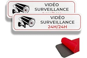 FloraVigo Panneau de Caméra et de Propriété Privée, 19×5 cm, Alarme de Sécurité, Intérieur/Extérieur, en Aluminium, Avec Autocollant (Vidéo Surveillance)