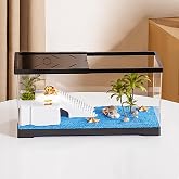 Turtle Fish Tank with Sunbathing Platform and Bottom Drainage, 40 x 20 x 22.5 cm Water Turtle Tank for Youth Turtles, Crayfis