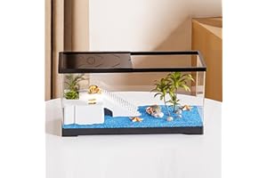 KAKOOTI Acquario per tartarughe con drenaggio sul fondo, 40 x 20 x 22,5 cm, per tartarughe giovani, gamberi di fiume, granchi, anfibi e rettili