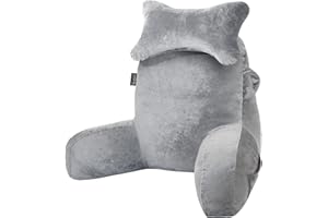 SLIGUY Poduszka do czytania do siedzenia w łóżku kanapa dla dorosłych, poduszka pod plecy z podparciem ramienia i kieszeniami, poduszka na oparcie dla dorosłych, krzesło do leżenia w łóżku, czytania