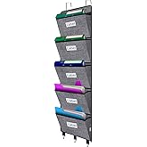 HAOHAN 10 Pockets Over Door Hanging Wall File Organizer, Oxford Cloth Storage Pocket Chart For Magazines, Pens, File Folders In Office And School