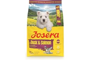 JOSERA Mini Junior kaczka i łosoś (1 x 3 kg) | sucha karma premium dla rosnących psów do 10 kg od 6. tygodnia | karma dla szczeniaków dla optymalnego rozwoju | małe krokiety | bezglutenowa | 1