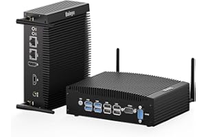 Baieyu Fanless PC avec Core i5-8260U PC Industriel préinstallé Windows 11 Pro, PC Industriel fanless 16GB RAM DDR4 512GB SSD, 2×HD-MI, 2×RS232 COM, 2×RJ45 LAN, 4×USB 3.0, 4×USB 2.0, Auto Power on