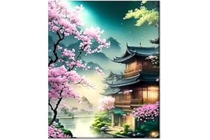 Gutluz Malen nach Zahlen Erwachsene Blumen- Paint by Numbers Adult Japan - cheerful painting Kits Meer - Malen Nach Zahlen Erwachsene Leinwand Pinsel - Basteln Erwachsene 40x50cm (CD151)