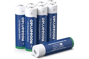 Delyeepow Batterie Ricaricabili AA ad Alta Capacità 3300mAh, 1.2V Pile Ricaricabili AA NiMH, 1200 cicli, Pre-caricate, Confezione da 8