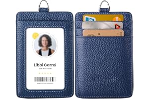 ADENPVN Etui na identyfikator z prawdziwej skóry ze smyczą, etui na karty identyfikacyjne z miękkiej skóry, do 20 kolorów i słojów skóry do wyboru, z wielu przegródek na karty, pionowe etui na identyfikatory