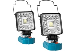 BlueYu Lámpara para Makita 18V Batería, 2 unidades, LED Luces de Trabajo Portátiles, 50W 5000lm Foco Brillante, Foco Portátil para Construcción, Reparación de Coche (Sin Batería)