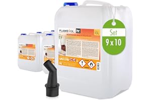 ‎HÖFER CHEMIE Höfer Chemie Bioethanol 96,6% Premium 9 x 10 L - Ethanol für Tischkamin, Kamin & Gartendeko für Draußen - Rauch- und Rußfrei - Aus Mais & Zuckerrüben