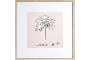 LYYYYX Cornice portafoto 25 x 25 cm, con passepartout, in legno con vetro acrilico da appendere verticalmente o orizzontalmente, per foto, poster, puzzle/set da 1 pezzo