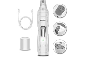 WWVVPET Molinillo de uñas para Mascotas, más Potente y silencioso, de Baja vibración para Perros, cortauñas eléctricas, Cuidado de Las Garras de Las Patas sin Dolor, Herramienta Recargable de alisado