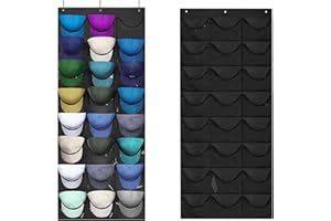 Yunyige Cap Halterung Tür,Kappen Aufbewahrung,Cappy Aufbewahrung mit 24 Taschen,Basecap Halterung für Aufbewahrung Baseballkappen (Schwarz)