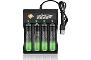 Vesaneae 18650 Akku Ladegerät Universal, Batterieladegerät 18650, 4 Schächte Akku Ladegerät AA AAA, Batterie Ladegerät für 10440 14500 16340 14650 18350 18500 26650 18650 Akkus (Enthältkeine Batterie)