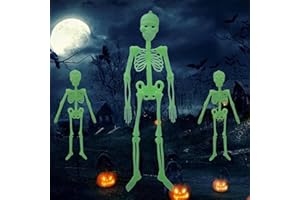 CAPANEUS 3 sztuki dekoracja na Halloween, świecący szkielet, realistyczne ludzkie szkielety, 3D, straszna dekoracja na Halloween, do ogrodu, straszna impreza tematyczna w pomieszczeniach