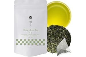 Asayu Japan Tè Verde Giapponese Gyokuro15 Bustine - Tè Verde Giapponese Premium Coltivato all'Ombra 2,5 gr x 15 bustine per Energia e Sprint Mattutino (Tè Verde Gyokuro)