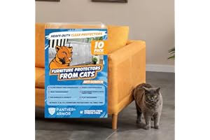 PANTHER ARMOR Furniture Protectors from Cats - 10-Pack XXL Couch Protector for Cats - Anti Cat Scratch Furniture Protectors Guards - Sofa Corner Scratching Training Tape Cat Scratch Deterrent for Furniture Plastic