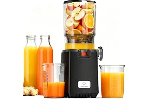 LINKChef Slow Juicer, Kallpressad Juicepress med 130 mm Bred Matningskanal för Hela Frukter, 1.8L Stor Kapacitet för Familjea