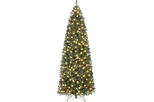 ‎GARVEE Garvee 180cm Künstlich Weihnachtsbaum mit 200 LED Extreme Dimming Lampen, Tannenbaum mit Metallständer, Pre Lit Christmas Tree,PVC Tannenzweige mit 380 Grün Spitzen für Zuhause Büro Geschäfte Hotel
