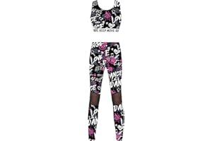 Aiihoo Ensemble Sport Fille Camouflage Imprimé Lettre Crop Top Sport Sans Manche + Pantalon Legging Danse Hiphop Survêtement Fille 4-16Ans