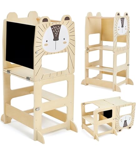 Torre Di Apprendimento Montessori 3 In 1 Regolabile - Con Lavagna, Per Bambini 1-7 Anni, Rosa - Foto 9