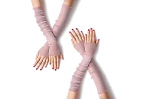 MUYDZ 2 Pair Women's Long Arm Sleeves with Lace Mesh Tulle, Cooling and Warming Dual Purpose Sun Sleeves for Women, Girls