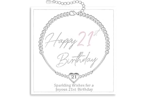 FENNELISA 16th 18th 21st 30th 40th 50th 60th 70th Birthday Gifts for Women,Sterling Silver Heart Bracelet for Women Thoughtful Birthday Gifts Ideas with Cards for Mum Daughter Ladies Sister Nana